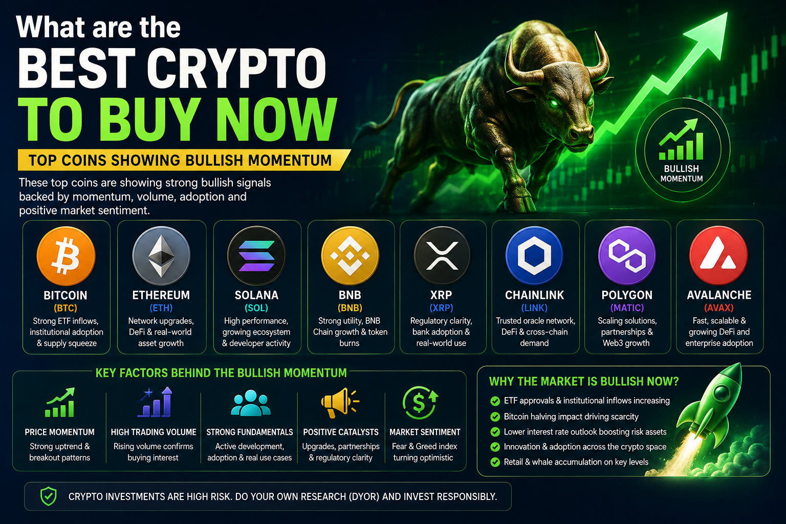 What are the best crypto to buy now : Top Coins showing bullish momentum